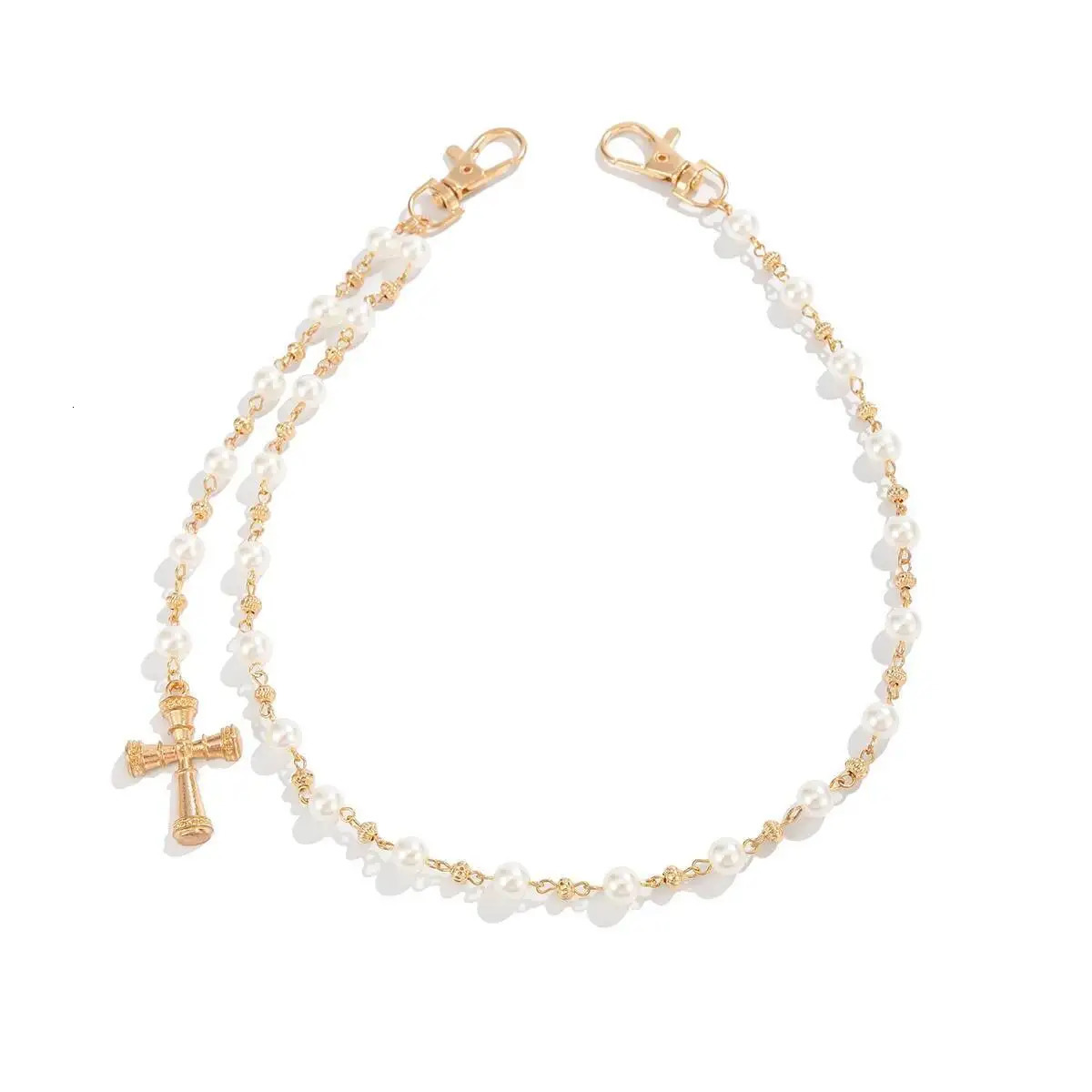 Ingemark Creative Cross Pendant Pearl Keychain Wallet Belt Chain for Men Women Trousers Hipster Jeans Chain Jewelry 251021