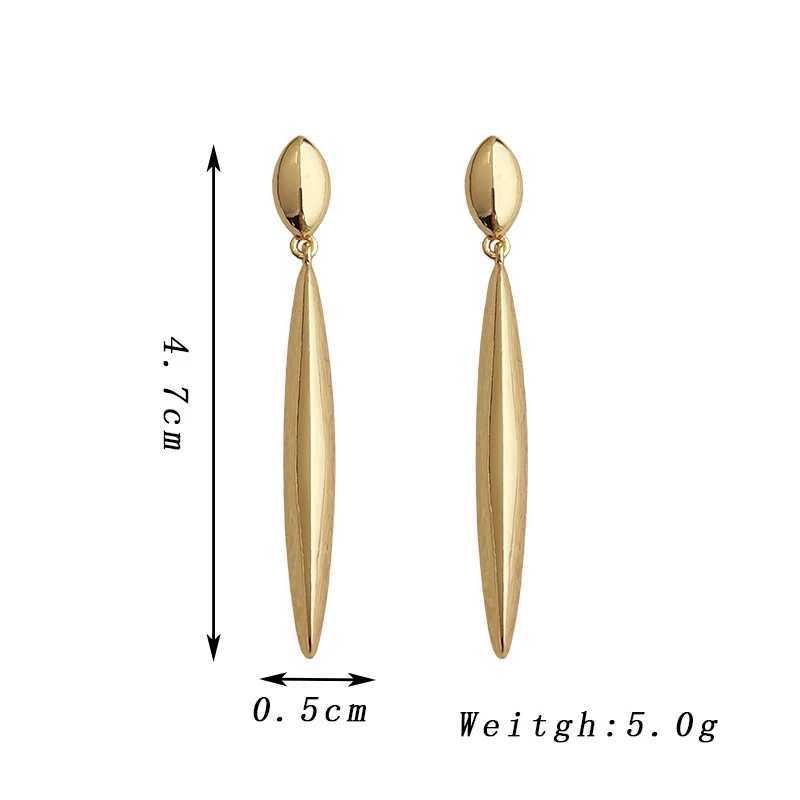 Trendy Long Water Droplets Dangle Earrings for Women Golden Color Metal Oval Drop Earrings Vintage Simple Geometry Jewelry Gift J251021
