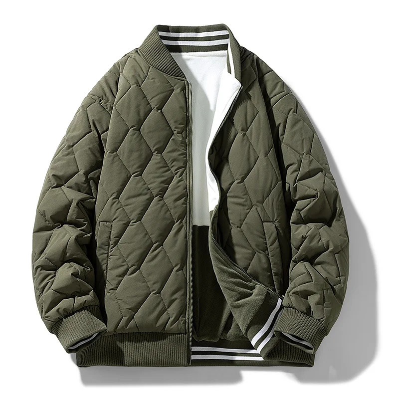 Mens Sports Jacket Two Sides Wear Cotton Padded Jacket Winter Warm Baseball Coat Male Clothes Big Size Mens Parka Male Fashion 251021