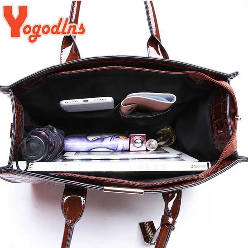 Yogodlns Crocodile Pattern Handle Bag Women PU Leather Handbag Large Capacity Shoulder Bag Brands Crossbody Bag Winter New Purse Z251018