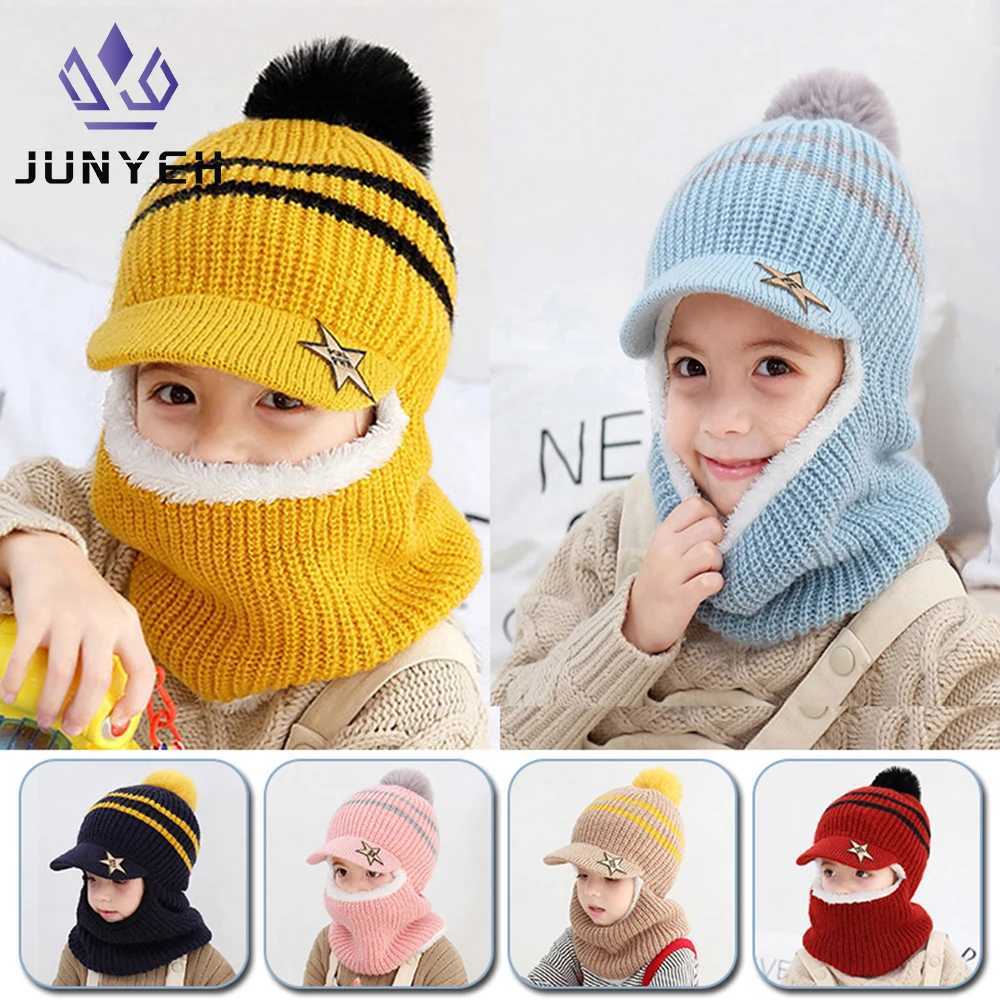 Kids Knitted Scarf And Hat Set Luxury Winter Warm Soft Crochet Hats And Scarves Beanie Caps For Boys Girls 28 Years J251021