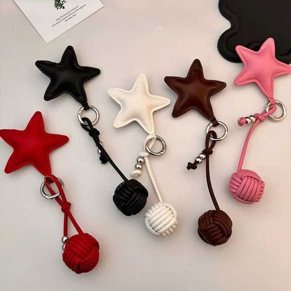 PU Leather Star Key Chains Star Cotton filling Leather Hanging Keyring Weaving rope Ball Backpack Hanging Decoration W251021