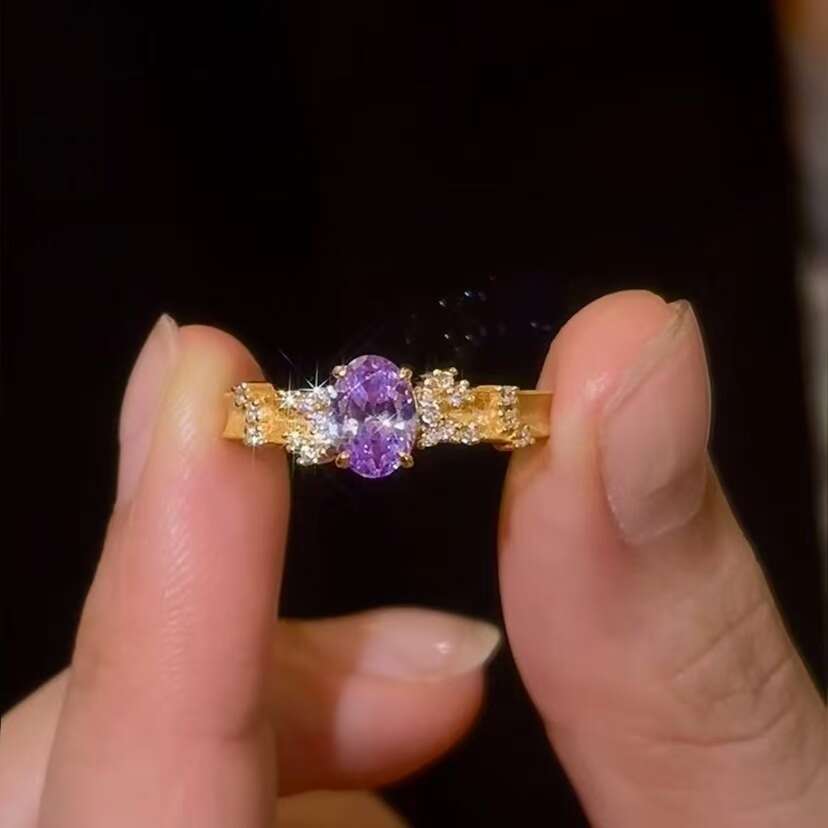 Sparkling Pigeon Egg Vintage Design Style Designer Starry Sky Point Diamond Brushed Elegant Ring