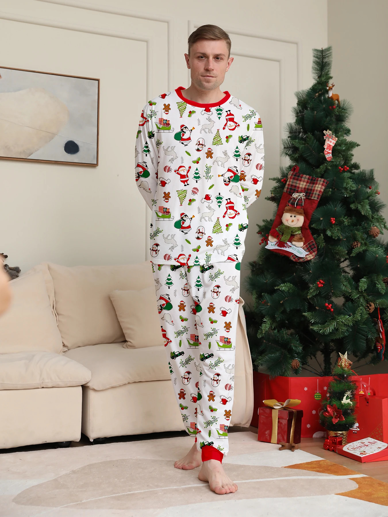 Family Christmas Pajama Sets Red Green Plaid with Elk Patterns Comfortable for Holidays 251021