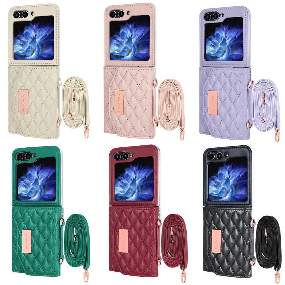 VIETAO Luxury Pink Crossbody Strap Phone Cover for Galaxy Z Flip 7 Wallet Back Case Z Flip 654 Mobile Phone Case Z4 Z3 J251114