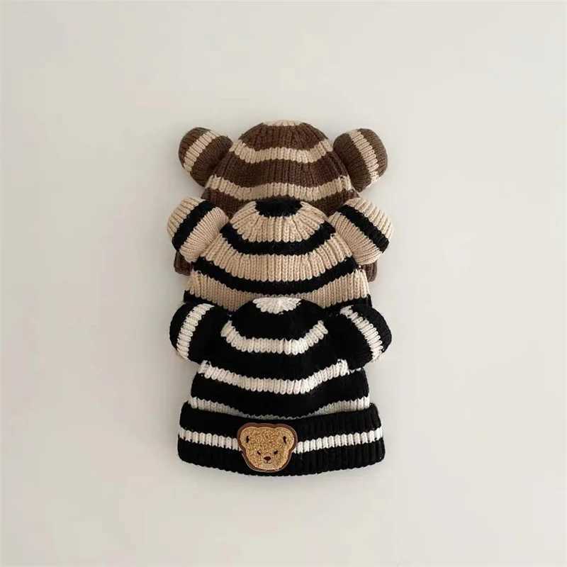 Baby Beanie Hats For Girls Boys Fashion Striped Toddler Knit Hat Cartoon Children Crochet Bonnet Winter Warm Kids Pullover Cap J251021
