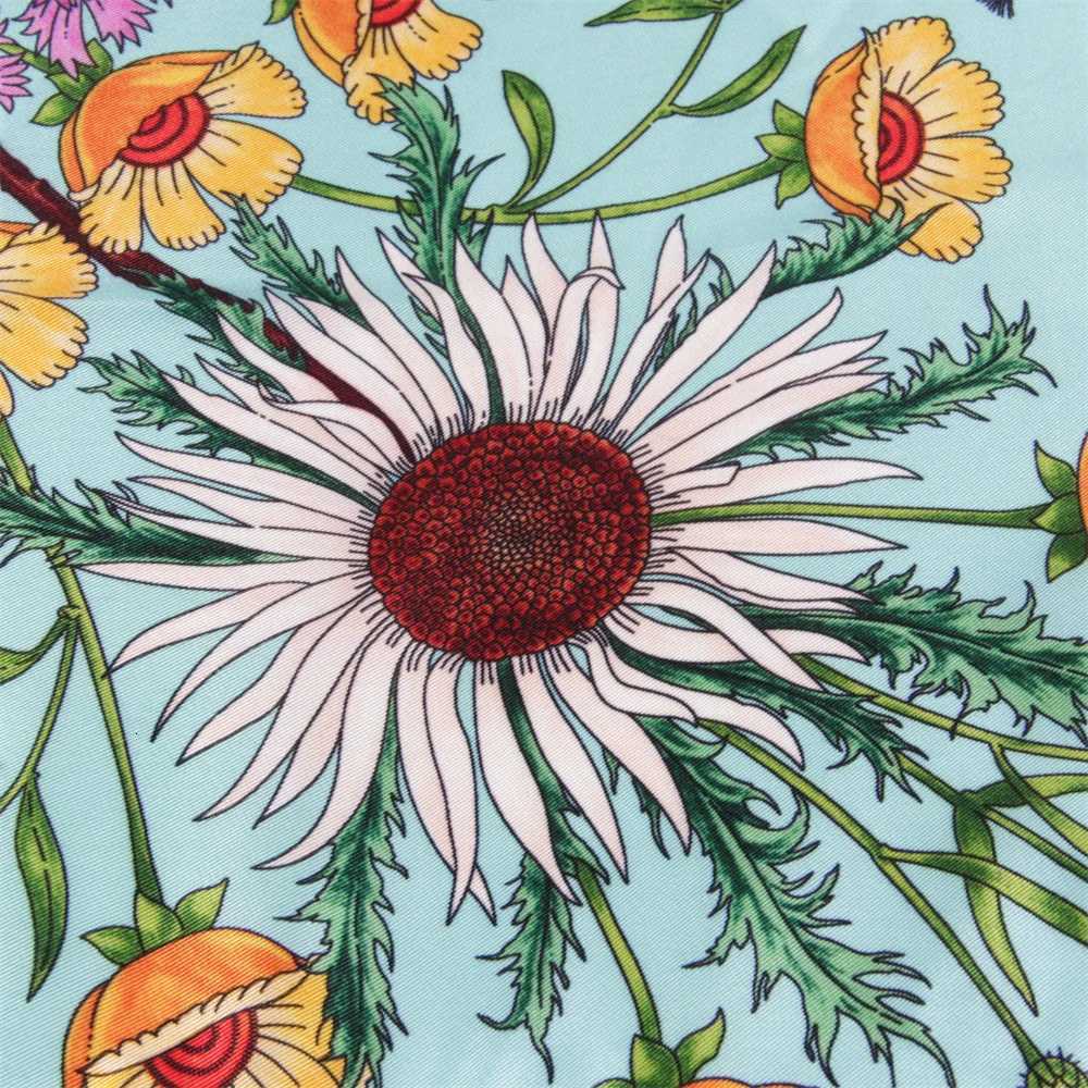 Silk Scarf Women Floral Printed Square Scarves Head Echarpes Silk Foulards Femme Wraps Beach Shawls Bandana Lady Hijabs 90CM W251021