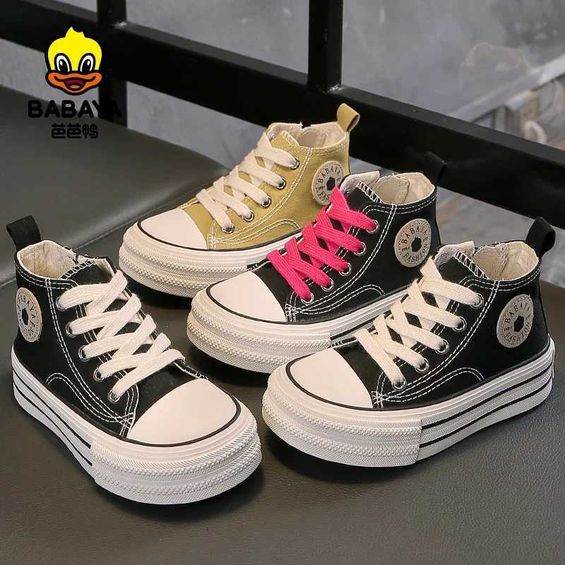 Babaya 2025 Autumn New High Top Childrens Canvas Shoes Girls Shoes Boys Breathable Cloth Shoes Kids Sneaker Spring Lacing W251021