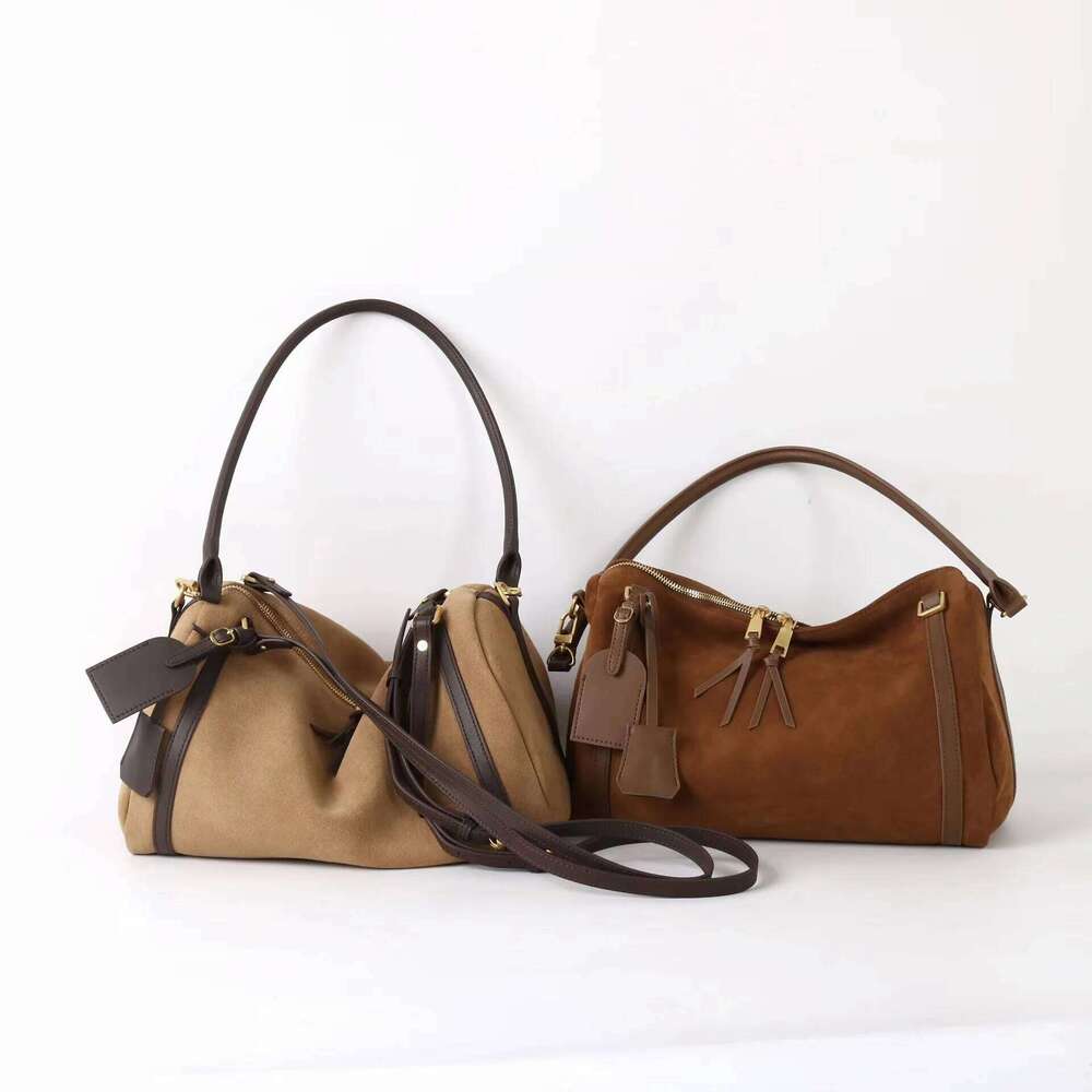 Suede Boston New Niche Design Large Capacity Vintage Frosted Cowhide Crossbody Fashion Women's Shoulder Bag Suotong1021