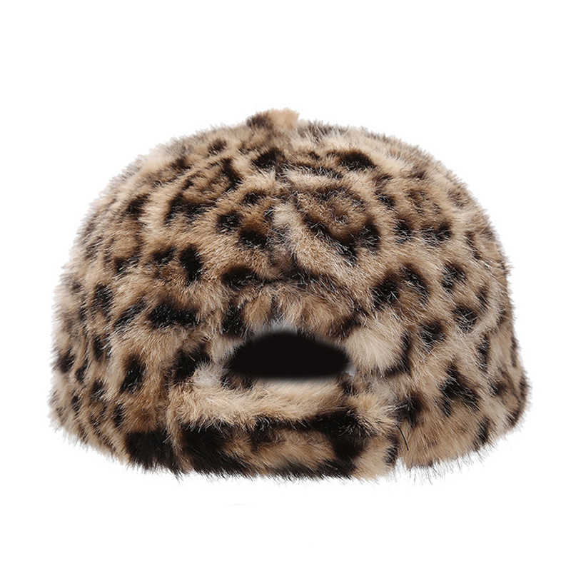 New Plush Leopard Print Warm Baseball Cap for Women Fashionable Outdoor Versatile Ponytail Duckbill Cap Sun Hat H251020