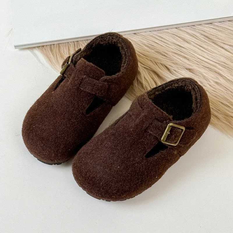 Winter Children Boys Girls Warm Fur Flat Casual Shoe Kids Toddler Suede Plus Velvet Thickened Velvet Warm Cotton Shoes W251021