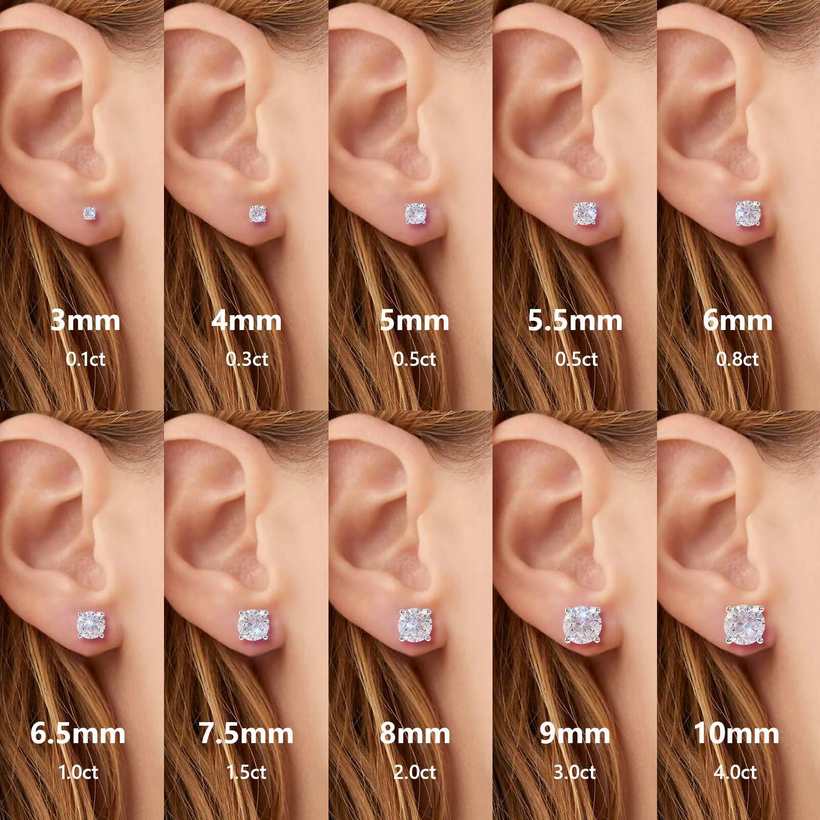 Women MEN Gifts White Gold Plated 925 Sterling Silver GRA D Color 10CT Moissanite Lab Diamond Hypoallergenic Moissanite Earring