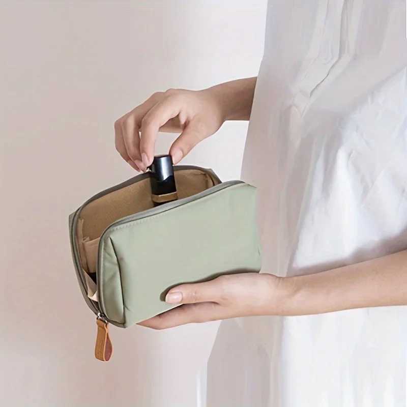 Small Solid Color Portable Makeup Bag Travel Cosmetic Pouch Storage Organizer For Daily UseW251021