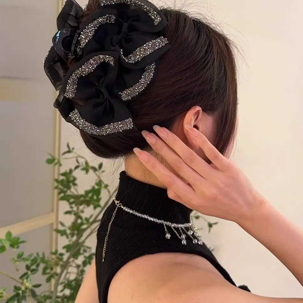 Korean Style Mesh Bow Hair Accessories New HeadwearFemale Hair Claws Spring Autumn Curling Clips Hair Clip Women Party HairpinsW254021
