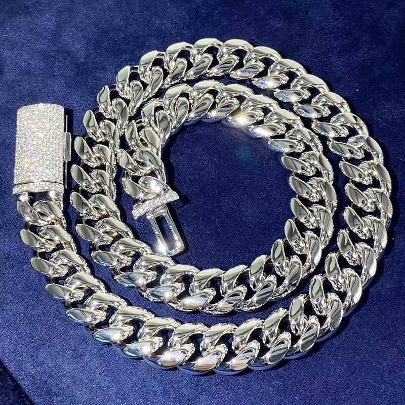 High Quality Stainless Steel Moissanite Cuban Link Gold Chain 8mm 10mm 12mm Men Necklaces