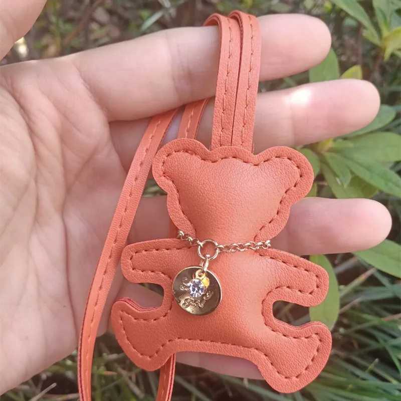 12 Colors Cute Bears Keychains Women PU Leather Hanger Pendant Decoration For Bag Car Keyring Accessories Gifts W251021