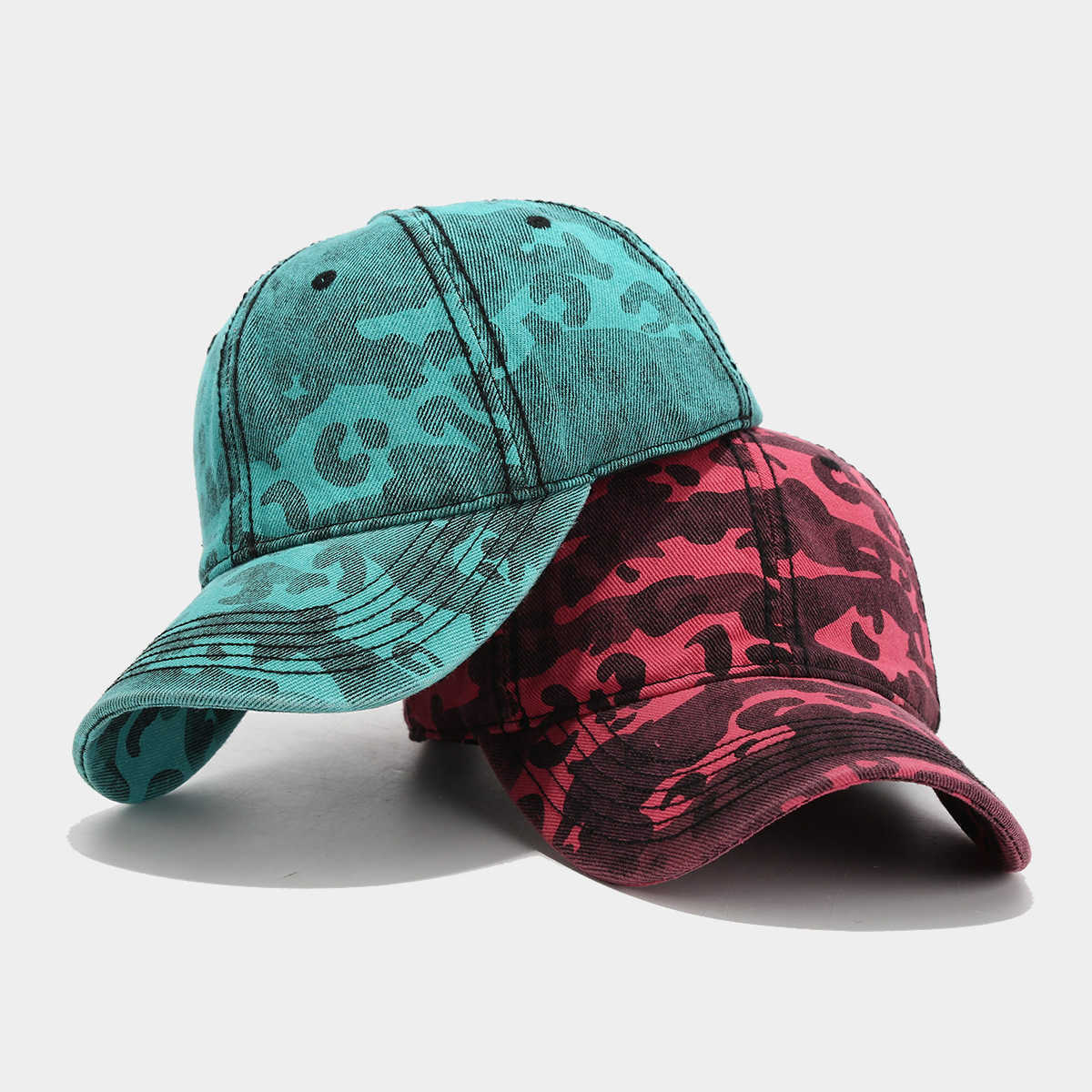 New Printed Camouflage Baseball Cap for Women Style Washed Duckbill Cap Slimming Sun Hat for Men H251020