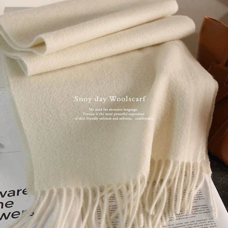 100 Wool Scarf Wholesale Solid Color Scarf for Women Versatile Autumn and Winter Scarf Thicken Warm Shawl Simple Tassel Scarves 251016