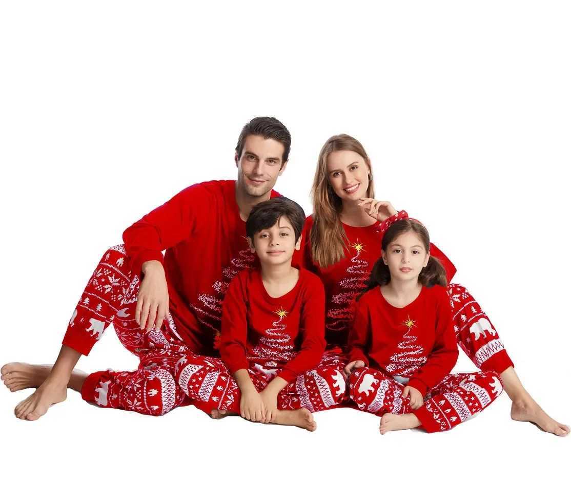 Christmas parentchild set pajamas loungewear cartoon print unisex longsleeved cotton thermal pajamas regardless of the seasons L251021UKXK