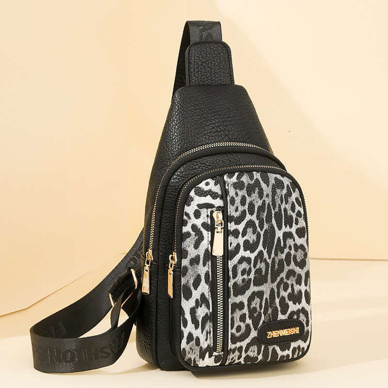 Women's Chest Waist New Fashion Leopard Print Single Shoulder Large Capacity Storage Phone Bag