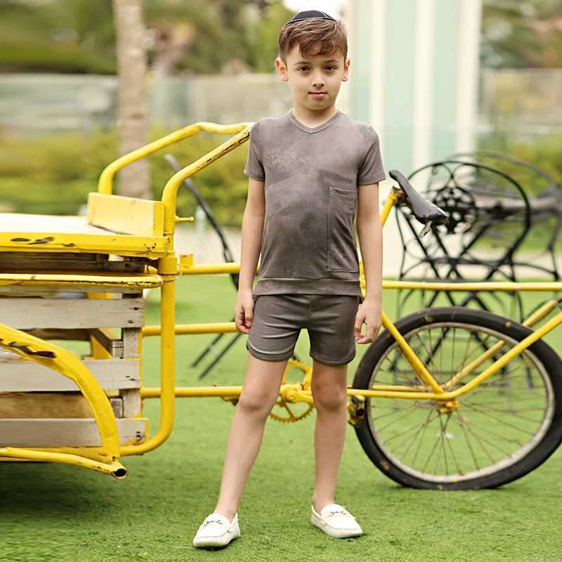 2025 SS ribbed grey melange family matching collection boys girls fashion knitted dress shirt skirt baby set family clothing L251021XD7J