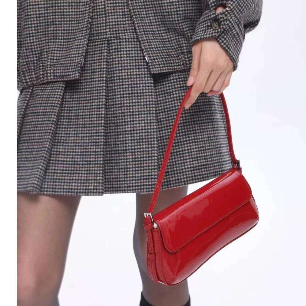 Bury Vintage Underarm New Niche Design Simple Flip Handbag Free Custom PU Glossy Fashionable Shoulder Bag Suotong1021