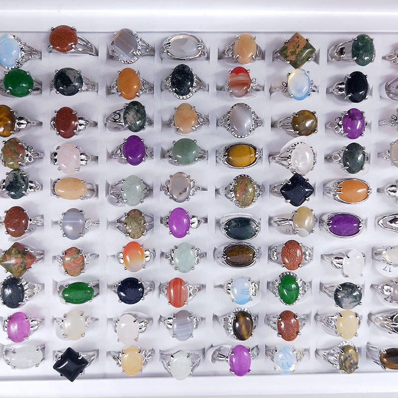 Wedding Rings TYM Mix Lot Natural Stone Rings Women's Ring Fashion Jewelry Bague 230713