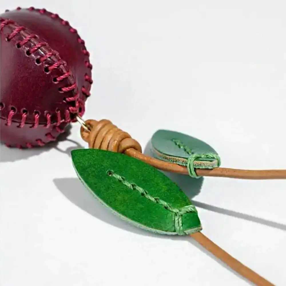 Genuine Leather Pomegranate Fruit Pendant Creative Handmade Fashion Delicate Handbag Ornament Cute Personalized Bag Accessories J251121