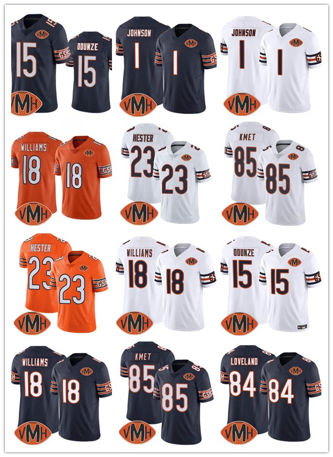 NFL Bears VMH Patch Jersey Walter Payton Brian Urlacher Mike Ditka 18 Caleb Williams Odunze D'Andre Swift 2 DJ Moore DeAndre Carter Kmet Colston Loveland Football