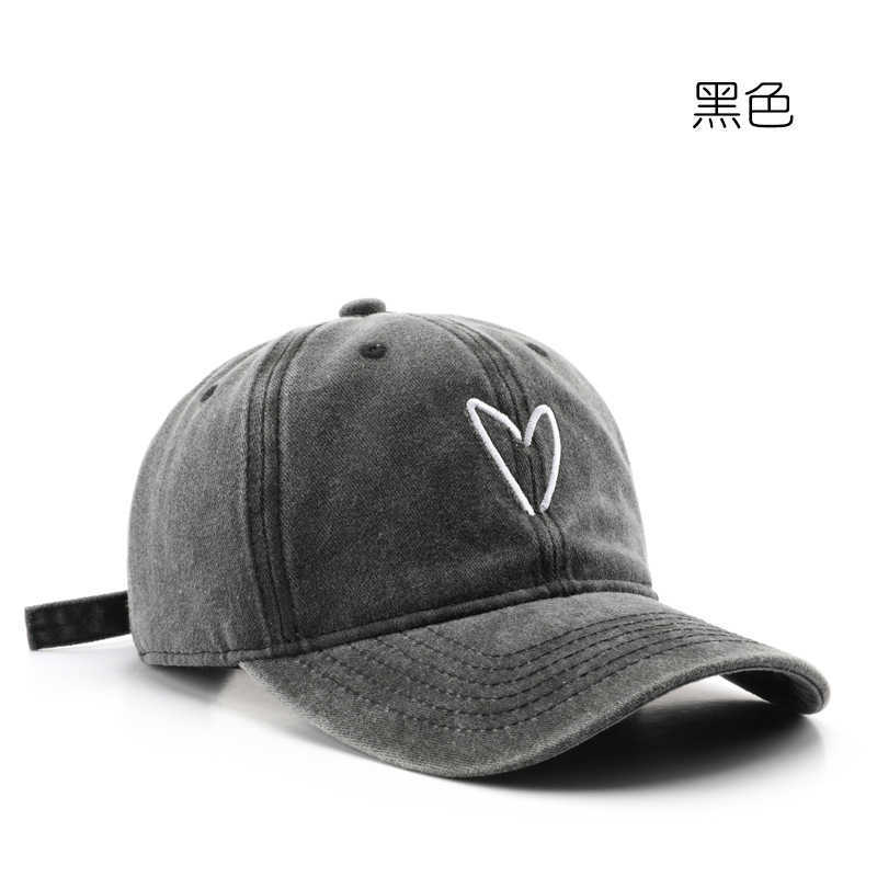 Unique Womens Washed Vintage Heart Embroidery Baseball Cap Outdoor Mens Sun Protection Visor Cap H251020