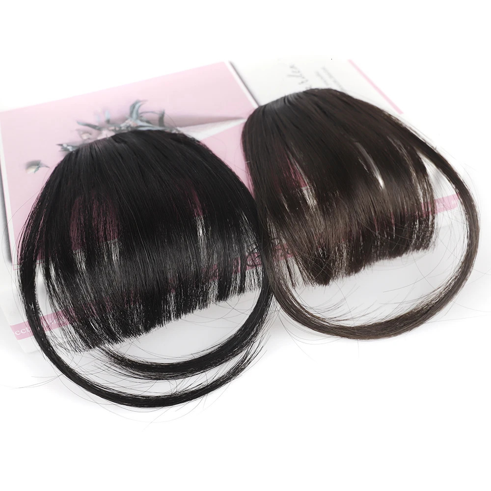 Synthetic Air Bangs Clip In Hair Extension 3D Air Style Hairpieces Neat Front False Fringe Thin Fake Hair Bangs For Women Girls 251014