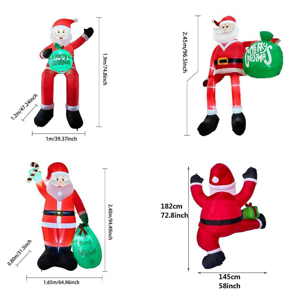 Xmas Outdoor Decorations 6FT8FT Christmas Inflatables Santa Hold Present Bag with LED Climbing Santa Christmas Party Yard DecorXJ251021