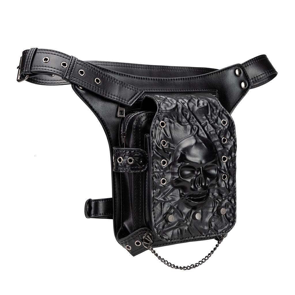 Black Cool Gothic Luxury Handbag Skull Embossed Waist Bag New Autumn/Winter Chain Bag Designer Bag Crossbody Bag Women's Shoulder Bag