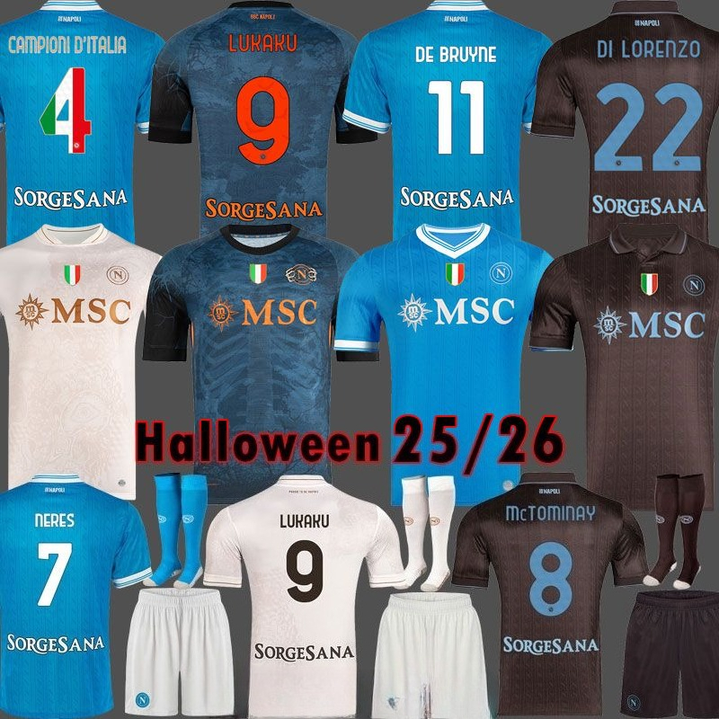 25 26 Napoli soccer jerseys 2025 2026 KVARATSKHELIA LUKAKU Halloween special shirt MINJAE maillot naples kid ZIELINSKI H.LOZANO OSIMHEN POLITANO football shirts