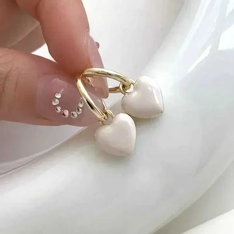 Red Epoxy Heart Shape Charm Drop Earrings Pink White Color Heart Gold Plating Cute Girl Drop Earrings Fashoin Women Earrings J251021