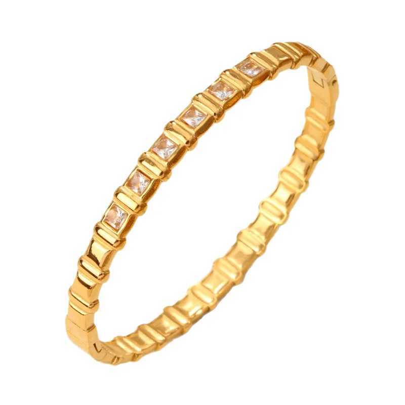 Personalized High Quality Cubic Zircon Snake Bone Stainless Steel Bracelet for Women Crystal Bangle Cuff Chain Jewelry Present J251021