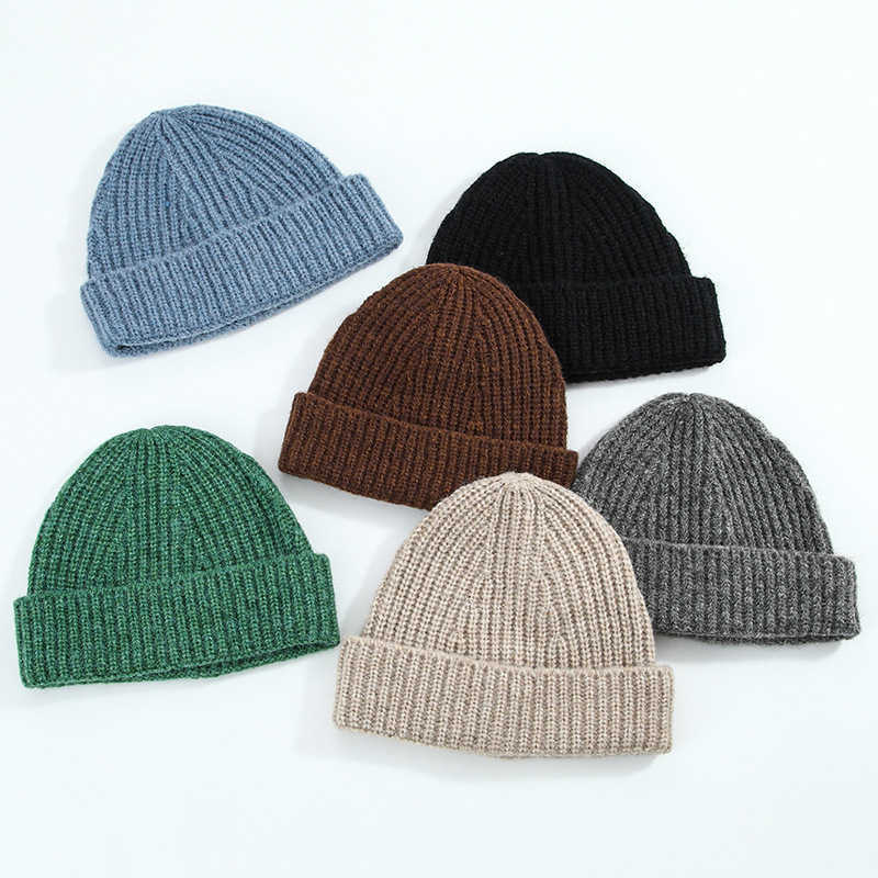 Colors Unisex Winter Hat Large Head Circumference Warm Simple Wool Blend Solid Color Cuffed Knit Hat Cold Hat H251020