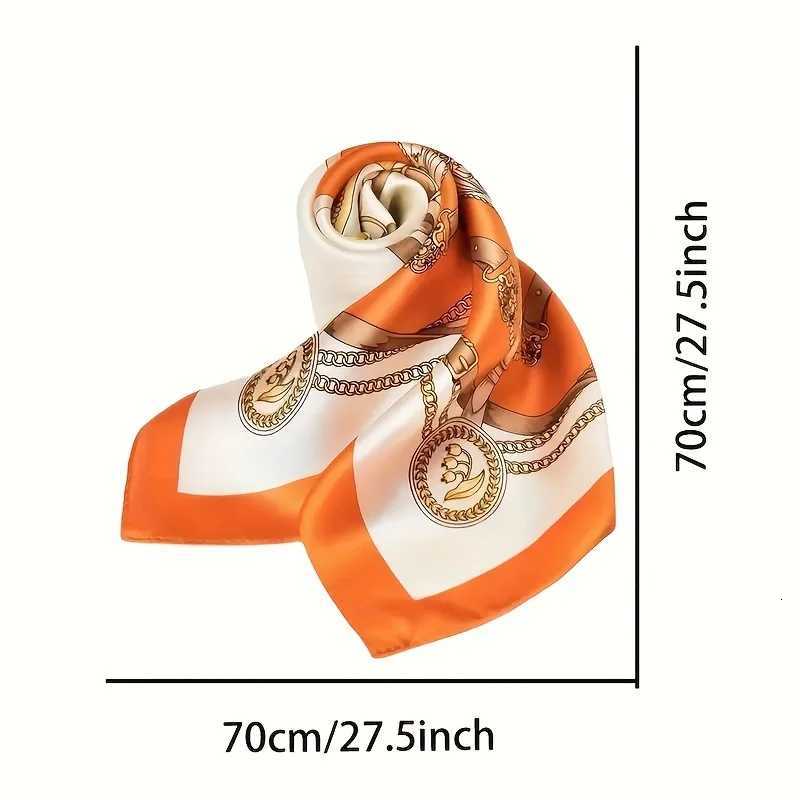 275 Chain Printed Square Scarf Elegant Thin Breathable Decorative Neck Scarf Orange Windproof Headscarf For Women W251021