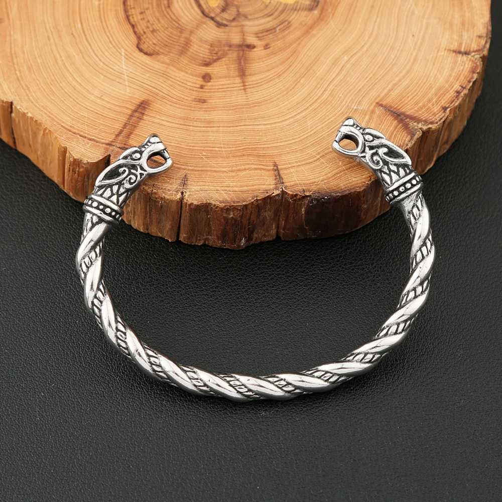 Vikings Stainless Steel Double Dragon Bracelet For Men Women Punk Fashion Wristband Cuff Bangles Classic Vintage Animal Jewelry J251021