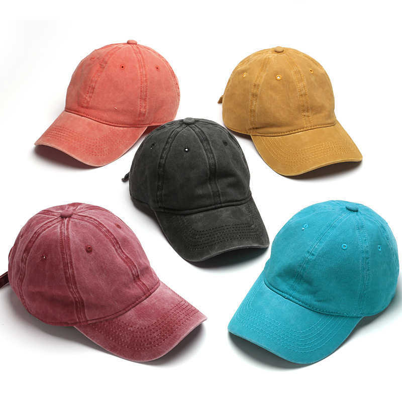 Hat Female Cap Lovers Plate Solid Color Used Cotton Baseball Cap Mens Plate Washed Hat H251020