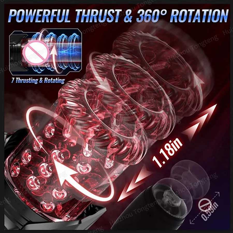 APP LED Automatic Male Masturbator Cup 7 Sucking Rotating Licking Thusting Modes Pocket Pussy Stroker Blowjob Sex Toys For Men L251021