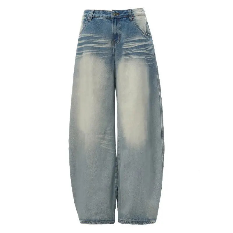 Vintage Embroidered Jeans Women American Retro Low Rise Wide Leg Pants Y2K Scimitar Pocket Denim Fall Loose Fit Strai 251020