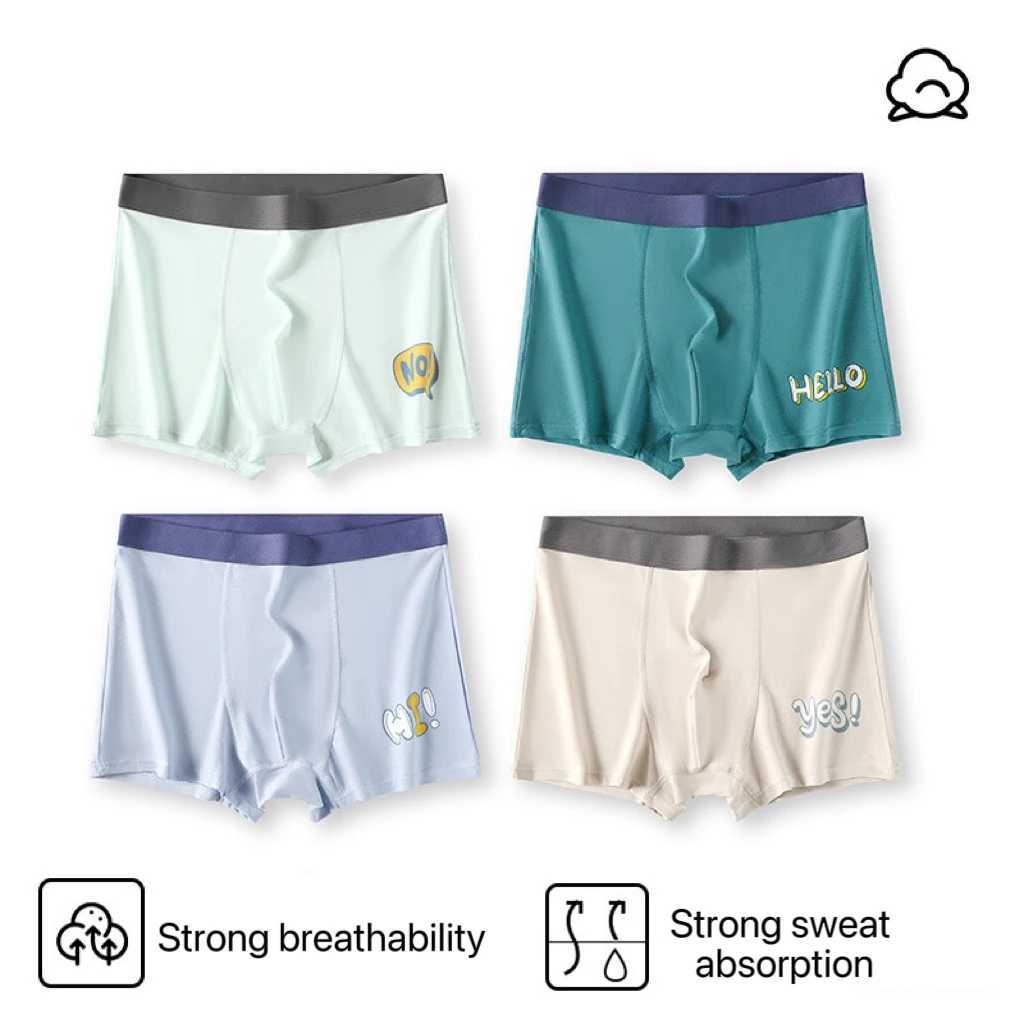 4pcs Pure Cotton Boys Breathable Boxers Childrens Cozy Comfy Panties Kids Cartoon Underwear Teenagers Knickers Mid Student Panty J251021
