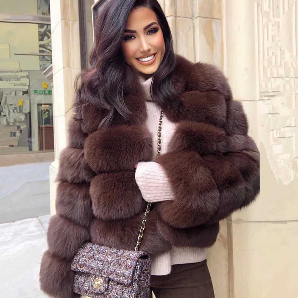 QUEENTINA Fox Fur Coat Real Winter New Outwears Womens Fashion Luxury Jacket High Quality Clothing Natural And Stand Collar Y251105