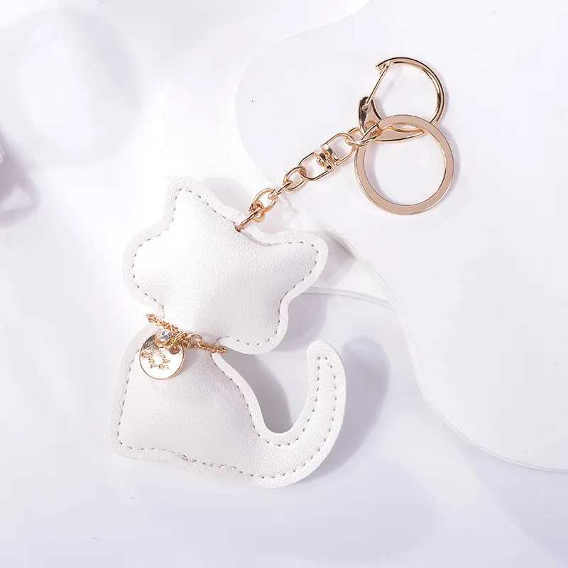 PU Leather Cute Cat Key Chain Fashion Kitten Shape Keychain Women Car Key Holder Home Key Ring Charm Bag Car Pendant Gift W251021