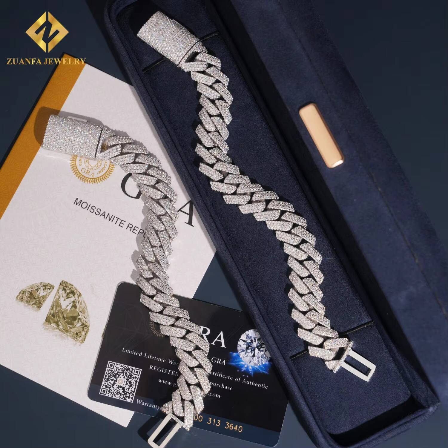 US Warehouse Fine Jewelry Fashion HipHop Style 15mm Cuban Link Chain Necklace 925 Sterling Silver Moissanite Pass Diamond Tester