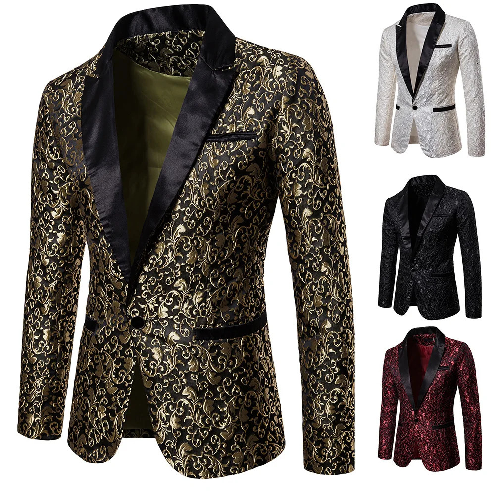 Mens Floral Party Dress Suit Stylish Dinner Jacket Bartender Wedding Blazer Holiday Gifts Prom Tuxedo Mens Coat Jacket 251021