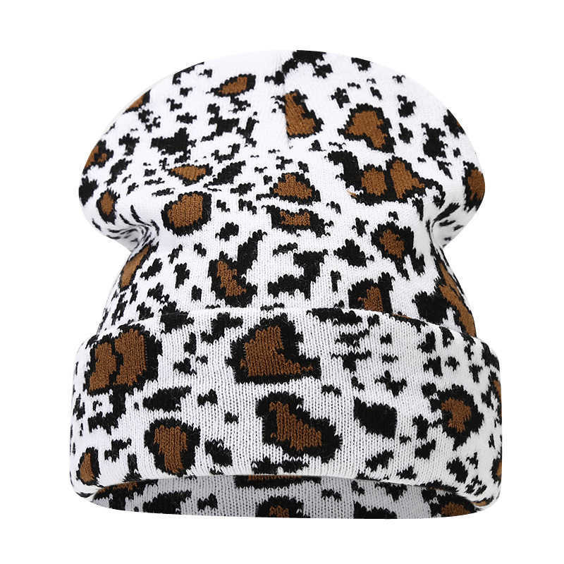 Fashion New Leopard Print Jacquard Knitted Hat Thickened Warm Unisex Autumn Winter Large Head Circumference Ear Protection Wool Hat H251020