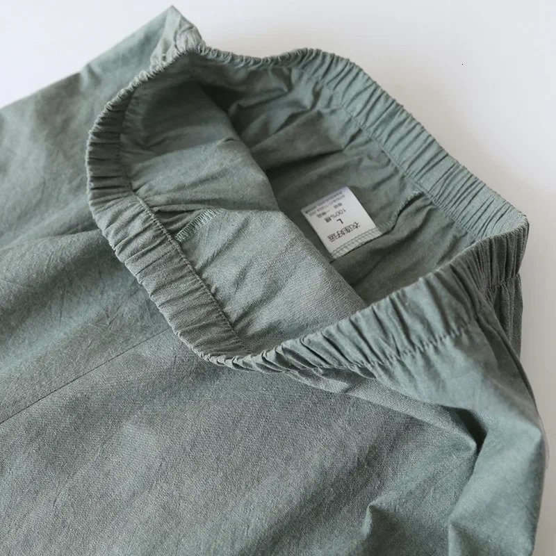 SpringAutumn Japanese Kimono Mens Pajamas Men Sleepwear Male Thin Ninth Sleeve LaceUp Top Pants Loose Twopiece Homewear 251021