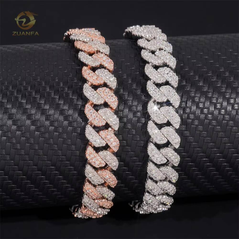 Hip Hop Jewelry 10MM Moissanite Diamond Cuban Link Chain 925 Silver Iced Out Cuban Link With GRA Certificate